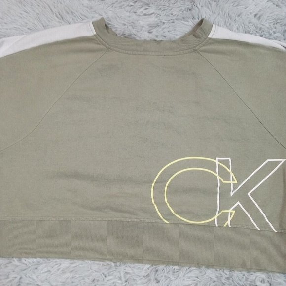 Calvin Klein Womens Sweatshirt Green XL‎ Performance Crop Workout Athletic - Picture 3 of 10